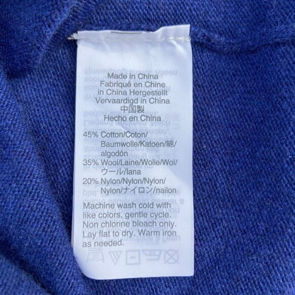 J. Crew Teddie Sweater Wool / Cotton Blend Deep Blue LS Crew Neck, EUC, size XL - Picture 7 of 7